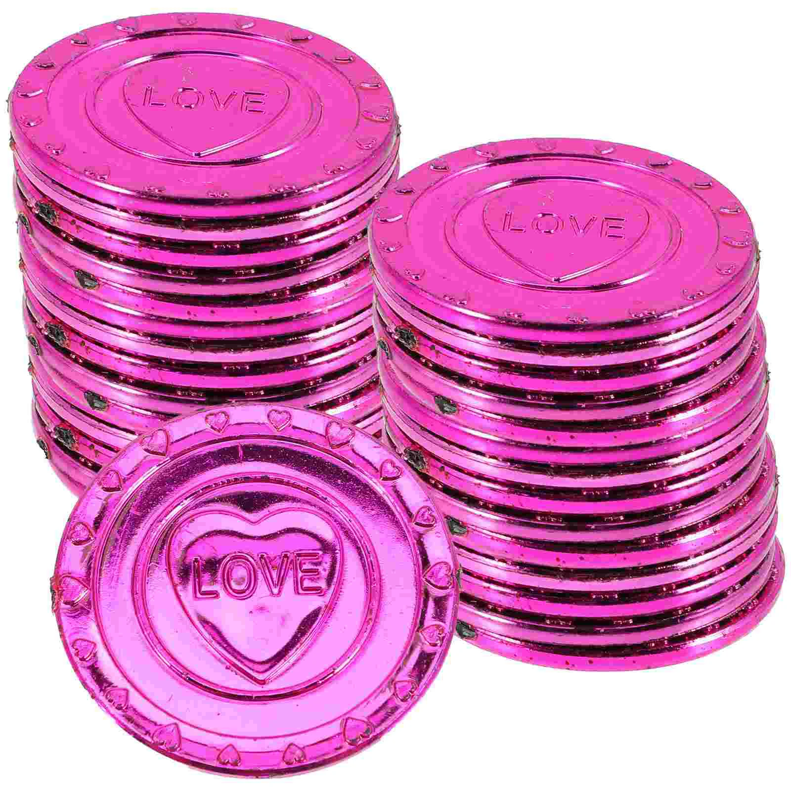 

100 Pcs Valentine's Day Love Coin Gifts Pirate Party Favors Acrylic Basket Decorations Coins Treasure Plastic Toys