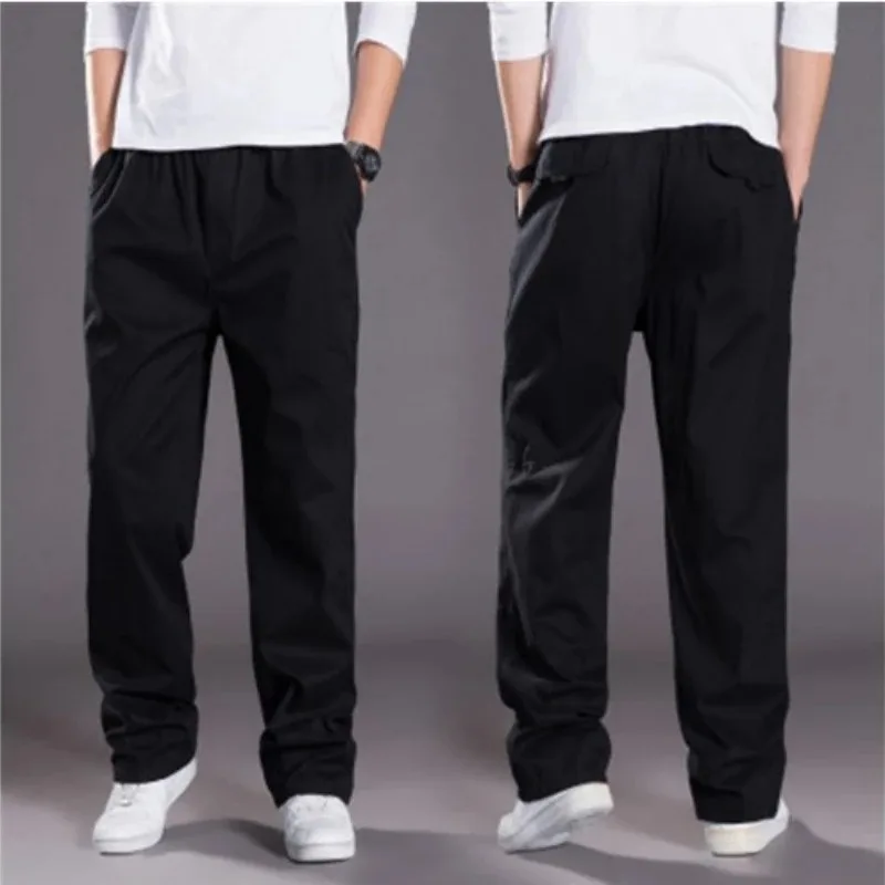 Men Cargo Pant Long Pants High Elastic Waist Simple Splice Straight Trousers Casual Loose Regular Solid Autumn Winter 2025 New