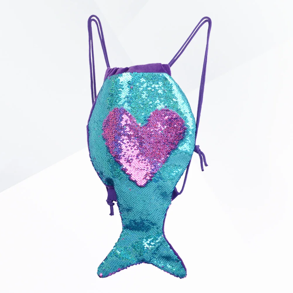 

Sequin Drawstring Backpack Mermaid Tail Large Size Blue Purple Multipurpose Storage Bag Gym Sports Yoga Travel Gift Idea