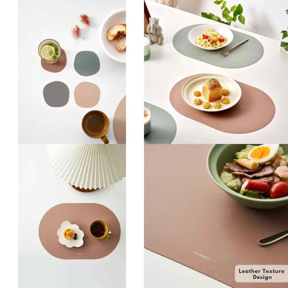 

Набор из 4 овальных силиконовых подставок под тарелки с подходящими подставками под кружки - термостойкие, водонепроницаемые, легко моются, нескользящие, для современной обеденной зоны.