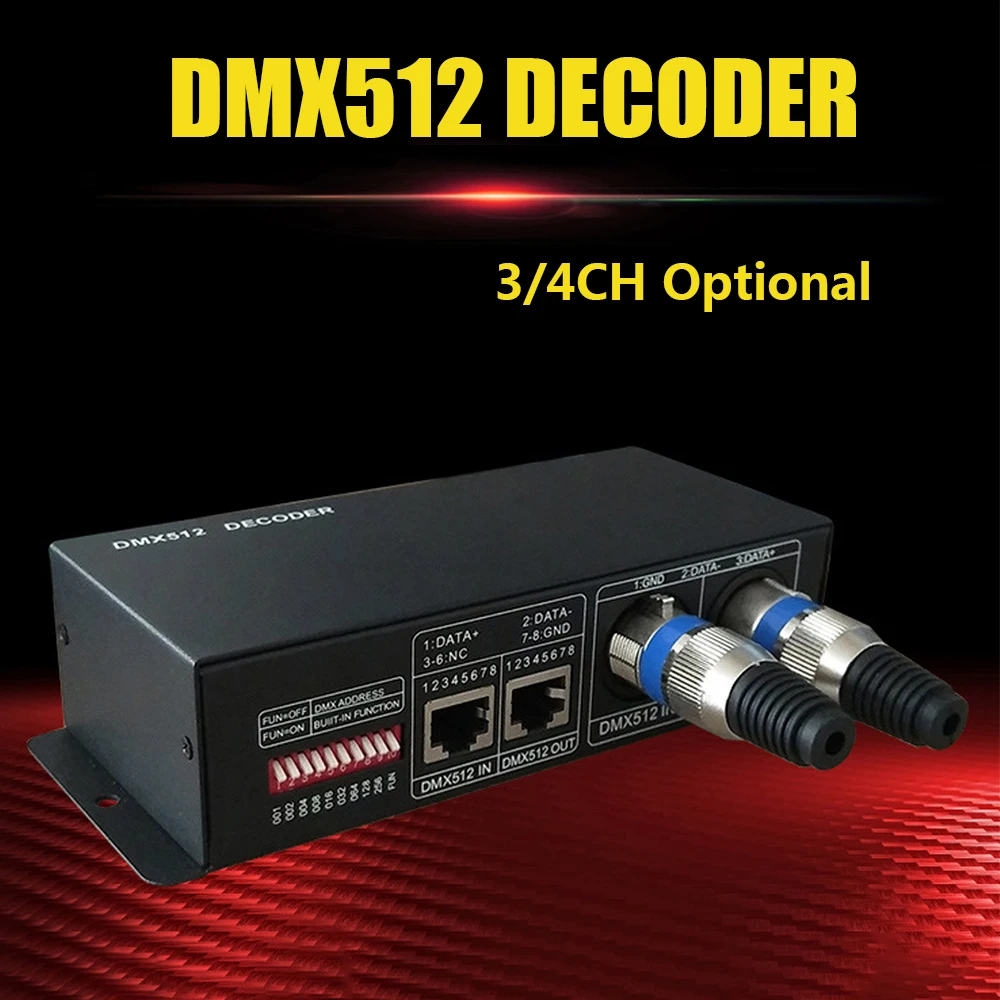 

DC 12V-24V DMX512 Decoder LED Controller Dimmer Led Digital Controller with 3CH / 4CH Options for LED Light Strip