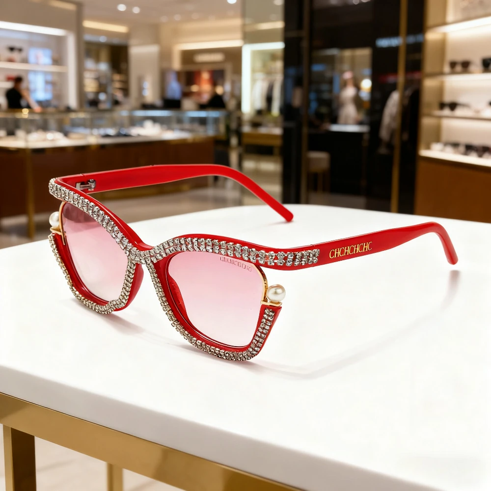 

New Fashion Sunglasses Unique Diamond Inlaid Trendy Eyewear UV Protection Stylish for Women Men