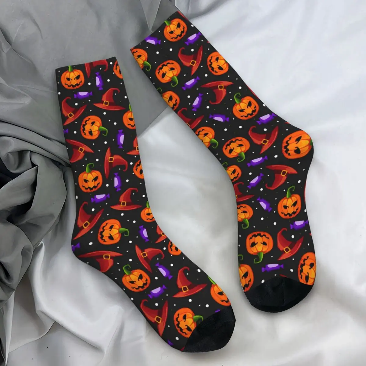 Halloween Stockings Pumpkin Witch Hat Candy Graphic Korean Socks Autumn Non Slip Socks Women Outdoor Sports High Quality Socks