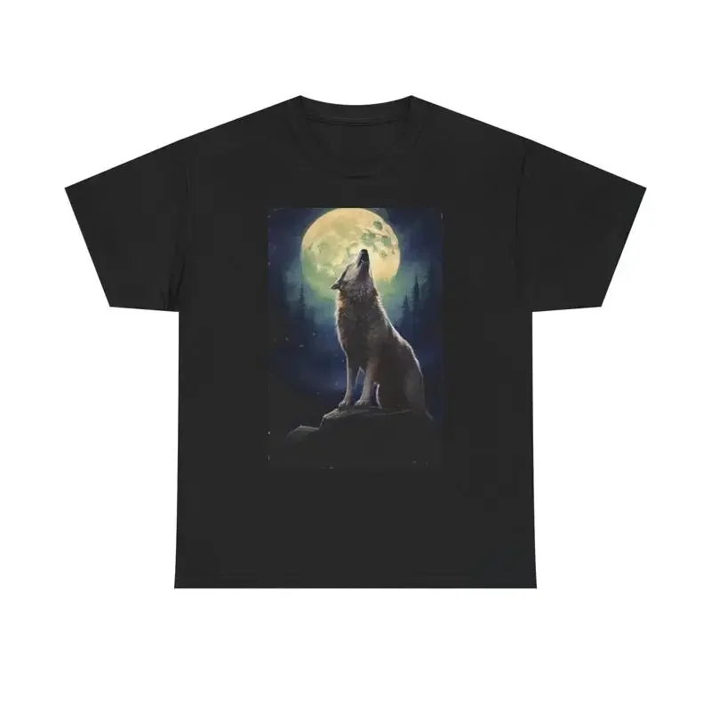 Wolf Howling At The Moon T Shirt Retro Heavy Cotton
