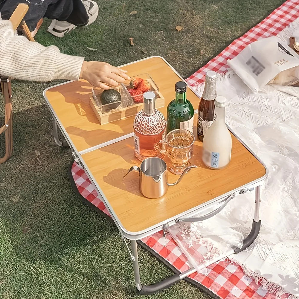 1 Aluminum Alloy Portable Folding Table, Foldable Picnic Table, Laptop Stand, Bed Tray, for Dorm Use, with Protective Table