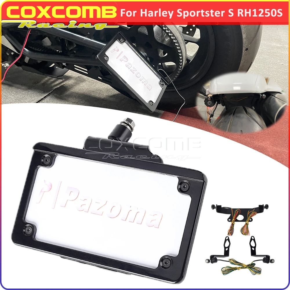 

Motorcycle Side License Plate Bracket Registration Number Plate Holder Bracket LED Rear Front Lamp For Harley Sportster S RH1250