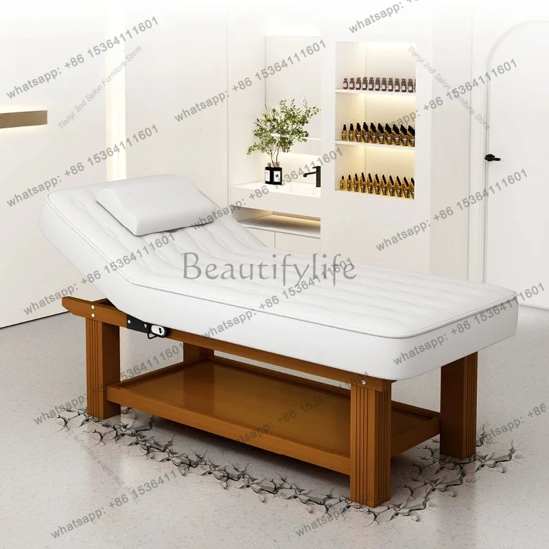 Factory Direct Sales Modern Electric Lifting Massage Bed Nordic Solid Wood Constant Temperature Heating Physiotherapy Salon Furn