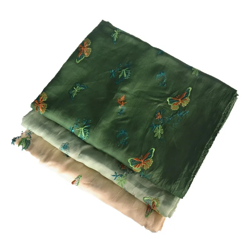 

High-grade pure ramie embroidered cloth, summer dress shirt, Chinese shirt, Hanfu embroidered fabric