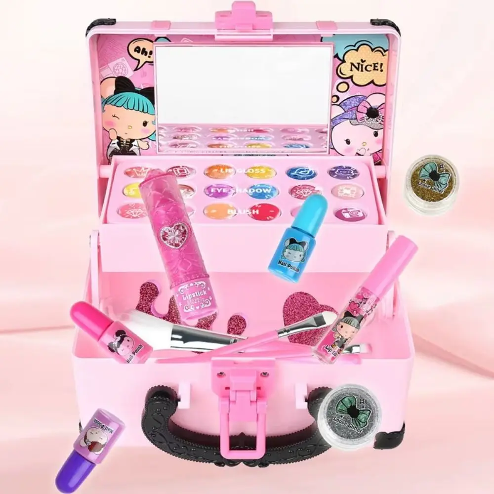 Juego de Maquillaje Infantil Portátil, Set de Cosméticos para Niñas, Sombra de Ojos, Seguro y No Tóxico, Kit de Maquillaje para Jugar a Maquillarse