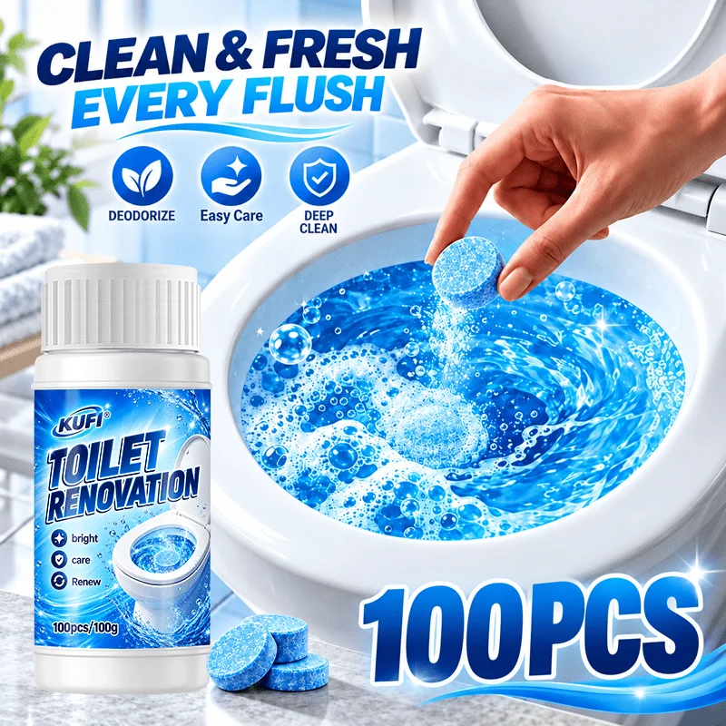 Toilet Fizz Tablets 100 PCS, Fast Acting Breaks Down Urine Limescale, Restores Bright Clean, Removes Odor, Bowl Base Drain Easy
