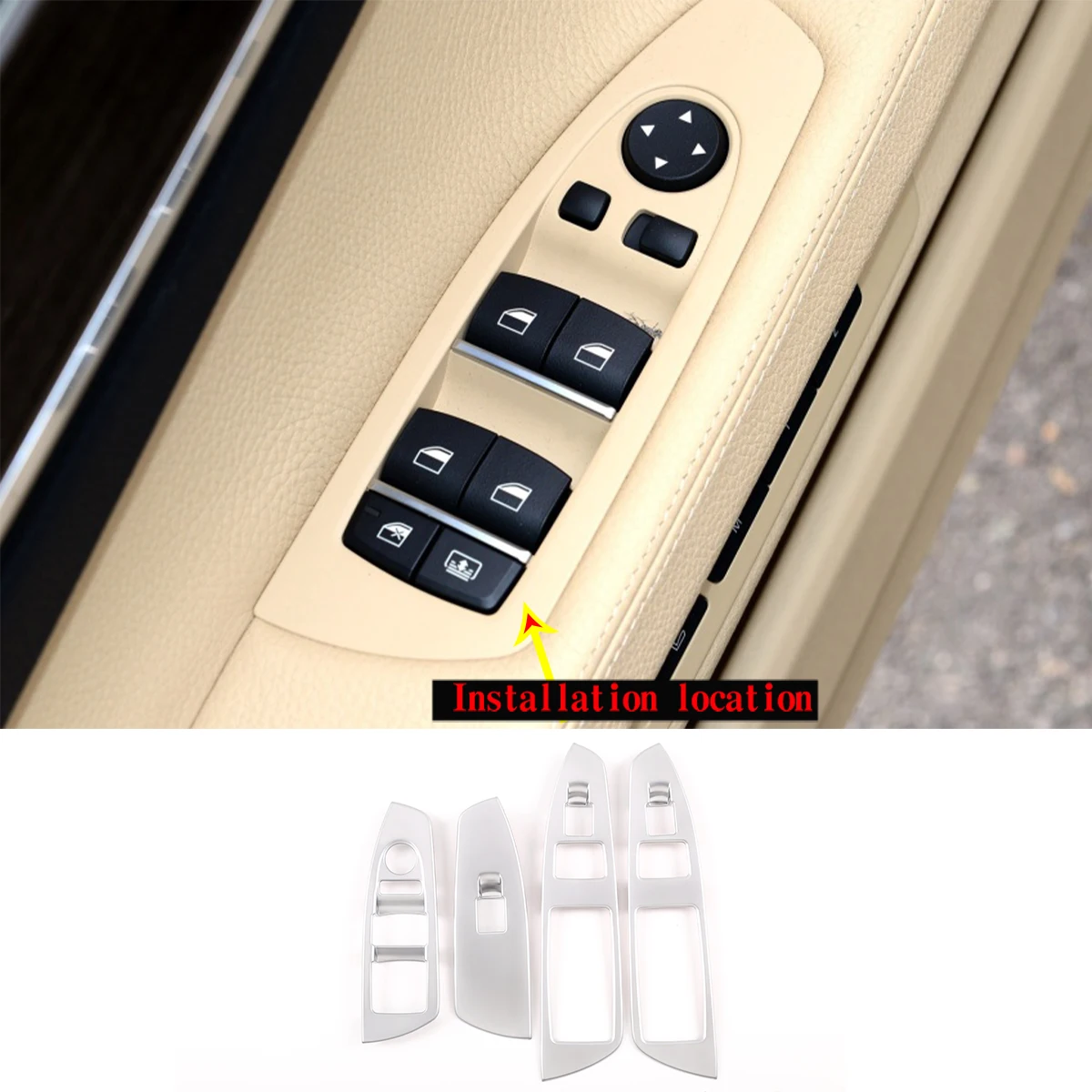 

ABS Carbon Fiber ,Chrome ABS Window Switch Lift Cover ,Trim Accessories ,For 09-14 BMW 7 Series 730Li / 740Li / 750Li / 760Li