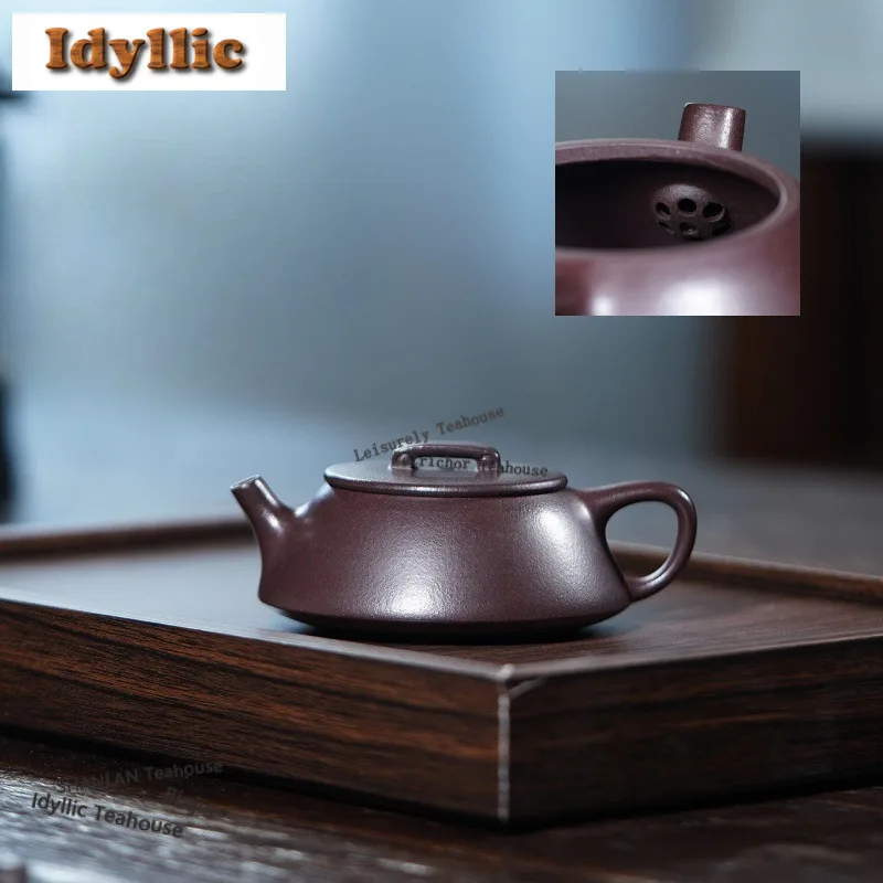 

110 мл Классические Исинские фиолетовые глиняные чайники Художники Ручная работа Совок Ruyi Горшок Сырой руды Фиолетовый грязевой чайник Чайный сервиз Zisha Чайная церемония