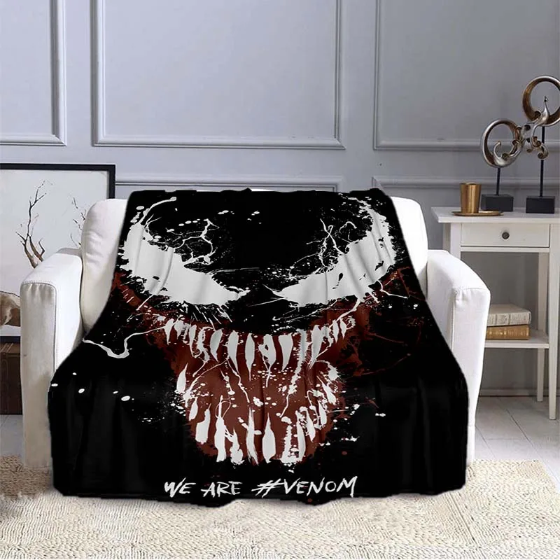 Big black mouth v-venom pattern warm Blanket Flannel Portable Comfortable Warm Blanket blankets for beds  picnic blanket