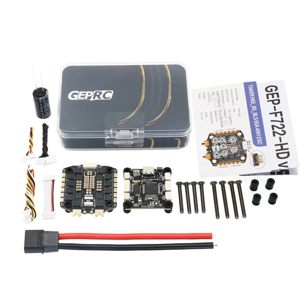 

GEPRC TAKER F722 BLS 65A V2 STACK 65A 4IN1 ESC Flight Controller Data Analyze Record Flight Data Plug and Play Racing FPV Drone