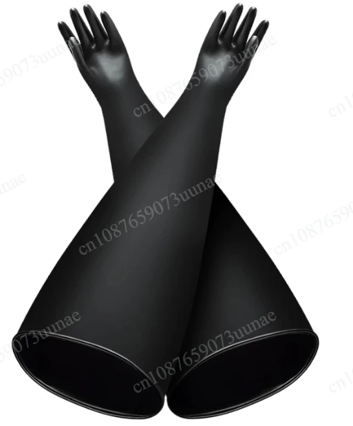 For Battery Lab/Glove Box/Vacuum, Durable & Flexible 0.8-1.2mm Thick Black Butyl Rubber Gloves, Acid/Alkali Resistant