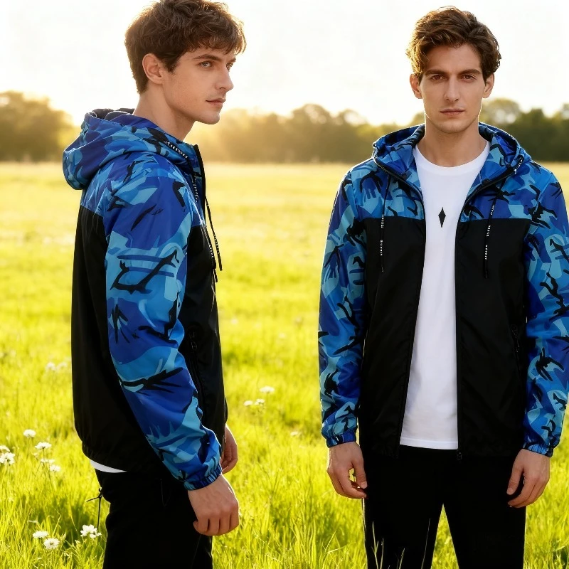 

Men's Outdoor Camouflage Bomber Jacket, Spring Autumn Slim Fit Coat for Casual Streetwear