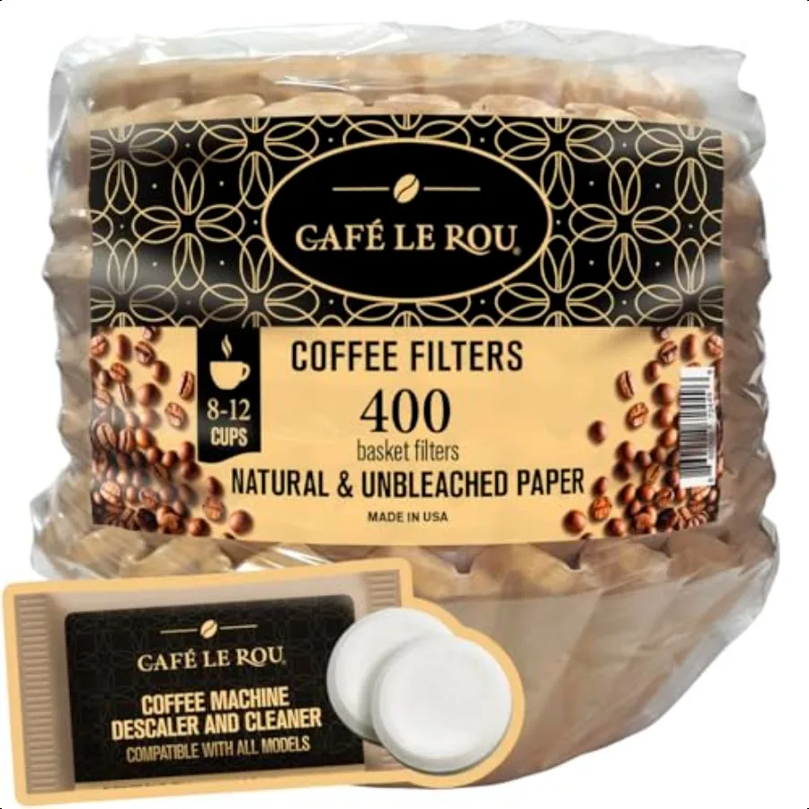 

NEW Paper Coffee Filters 400 Count Biodegradable Natural Fibers 812 Cups Includes Coffee hine DescalerCleaner Tablets Made in t