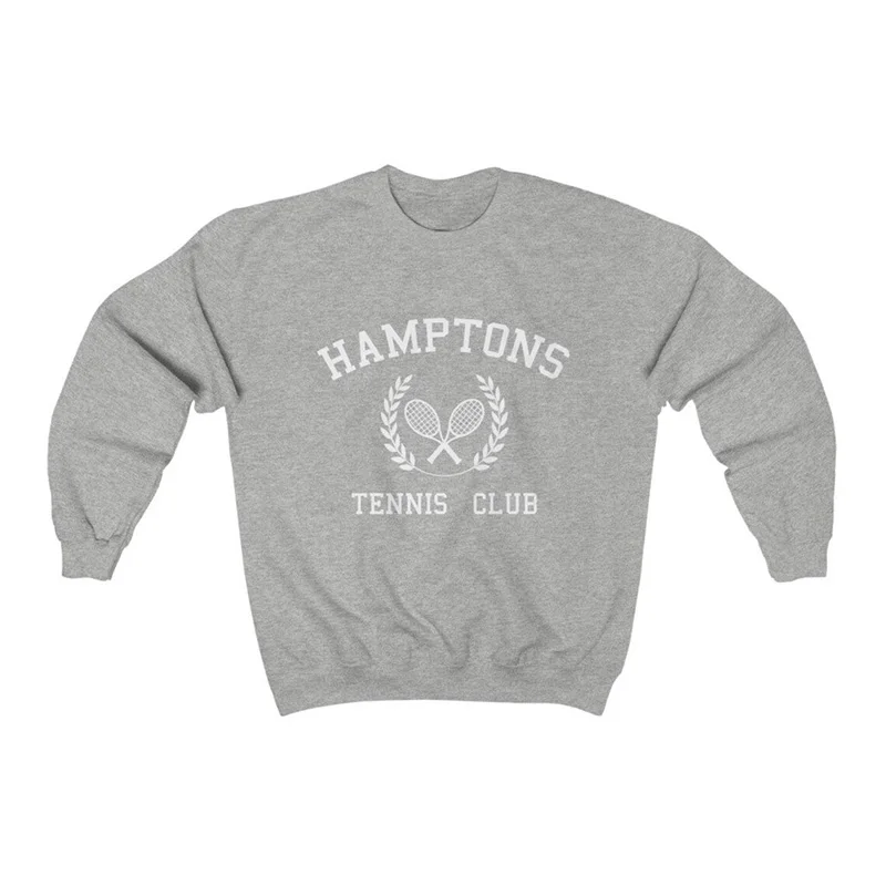 Hamptons Tennis Club Women Graphic Retro Style Sweatshirts Long Sleeve Loose Cotton Spring Pullover 80s 90s Ins Fashion Jumpers