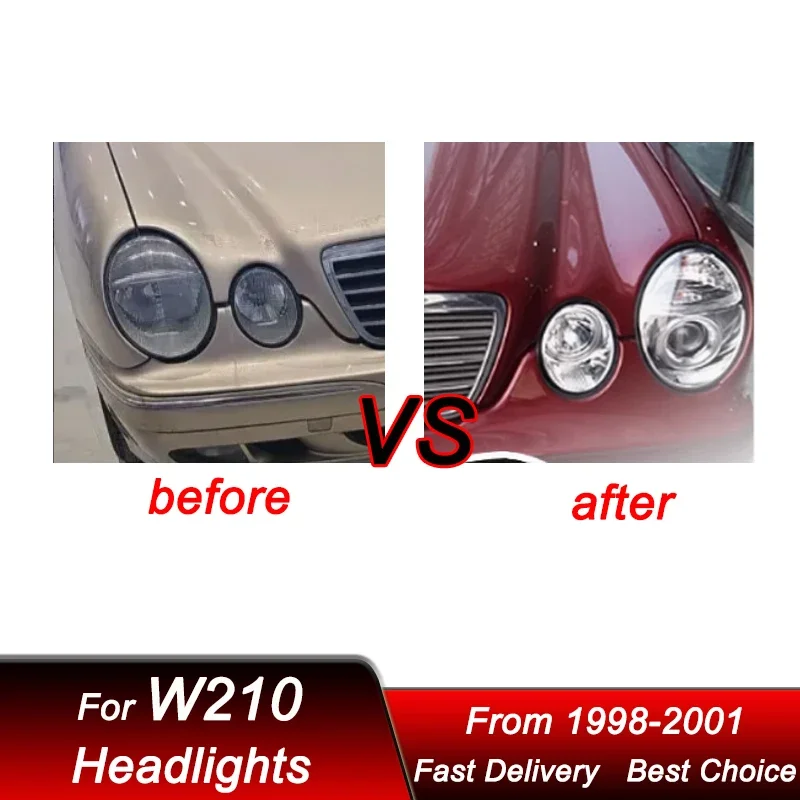Pop Car Headlights For Mercedes-Benz E Class W210 1998-2001 New Style LED Auto Headlamp Assembly Projector Lens Accessories Kit