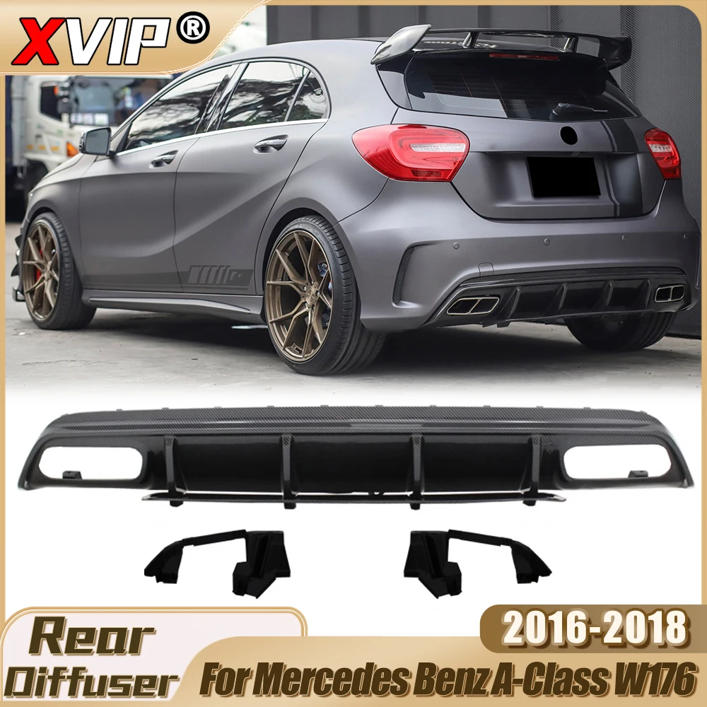 

XVIP Perfect Match Rear Bumper Lip Diffuser Spoiler Splitter For Mercedes Benz A-Class W176 A200 A45 AMG 2016-2018 Exhaust Pipes