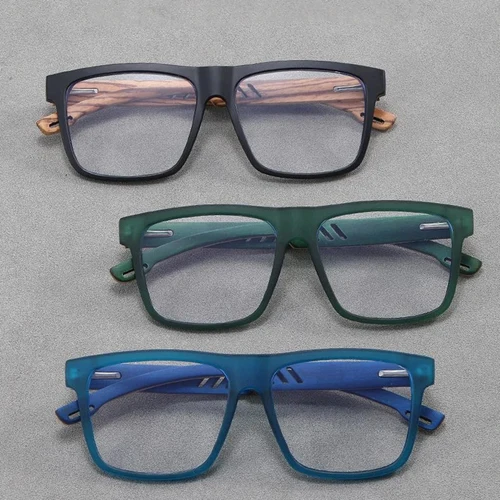 Imagen 2 del producto TOYEARN-gafas de lectura cuadradas de madera de bambú para hombre y mujer, lentes ópticas graduadas con bloqueo de luz azul para miopía e hipermetropía