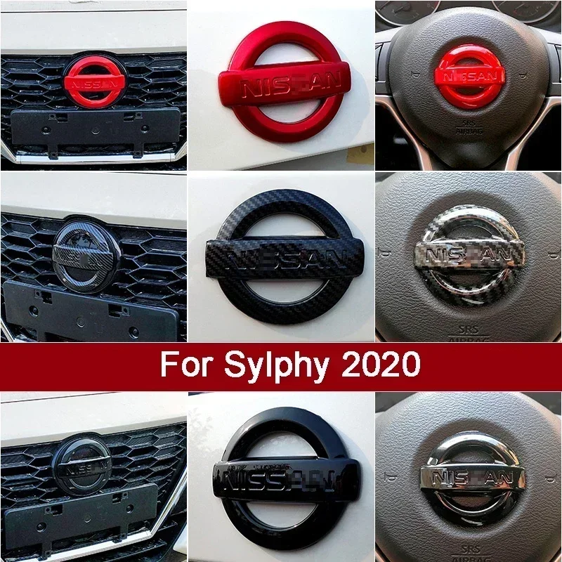 Car Emblem Sticker for Nissan 2020 Sylphy 2012-2019 Logo ABS Steering Wheel Front Grille Badge Rear Tailgate Decal Accessories