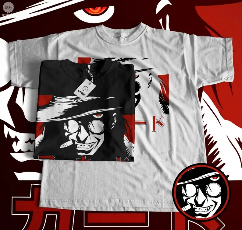 Unisex Eternal Night Hunter T-Shirt - Alucard Hellsing Anime, Vampire Manga Series Tee, Gothic Character Top, Dark Fantasy