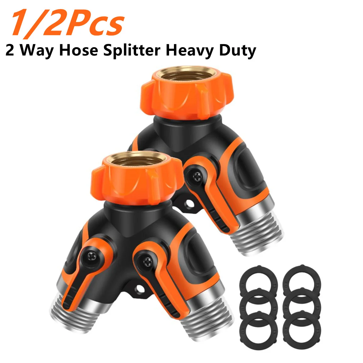 3/4 Inch Garden Hose Splitter 2 Way Y Connector Heavy Duty Zinc Alloy Faucet Adapter Dual Shut Off Valves For Drip Irrigation