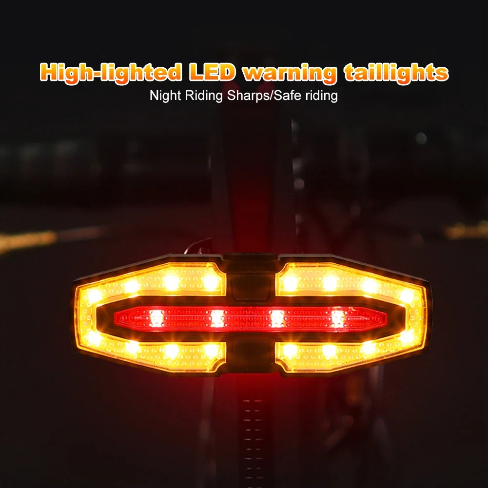 Bicycle Turn Signal Light Wireless Remote Control Taillight LED Warning Tail Lamp USB Rechargeable Rear Lights Bike Accessories