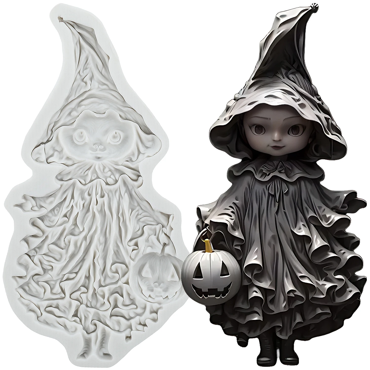 

Pumpkin Witch Silicone Molds Halloween Witch Fondant Cake Decorating Tools Cupcake Topper Chocolate Craft Gum Paste Polymer Clay
