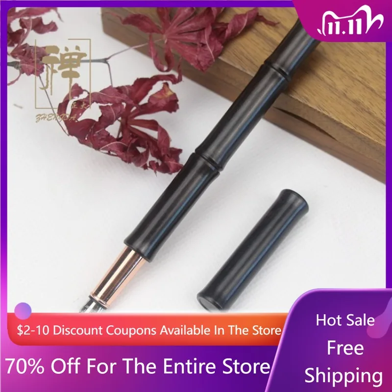 

Креативная перьевая ручка из черного дерева, бамбуковая перьевая ручка F, 0,5 мм, перо из цельного дерева, высококлассные перьевые ручки для деловых школьников, канцелярские принадлежности