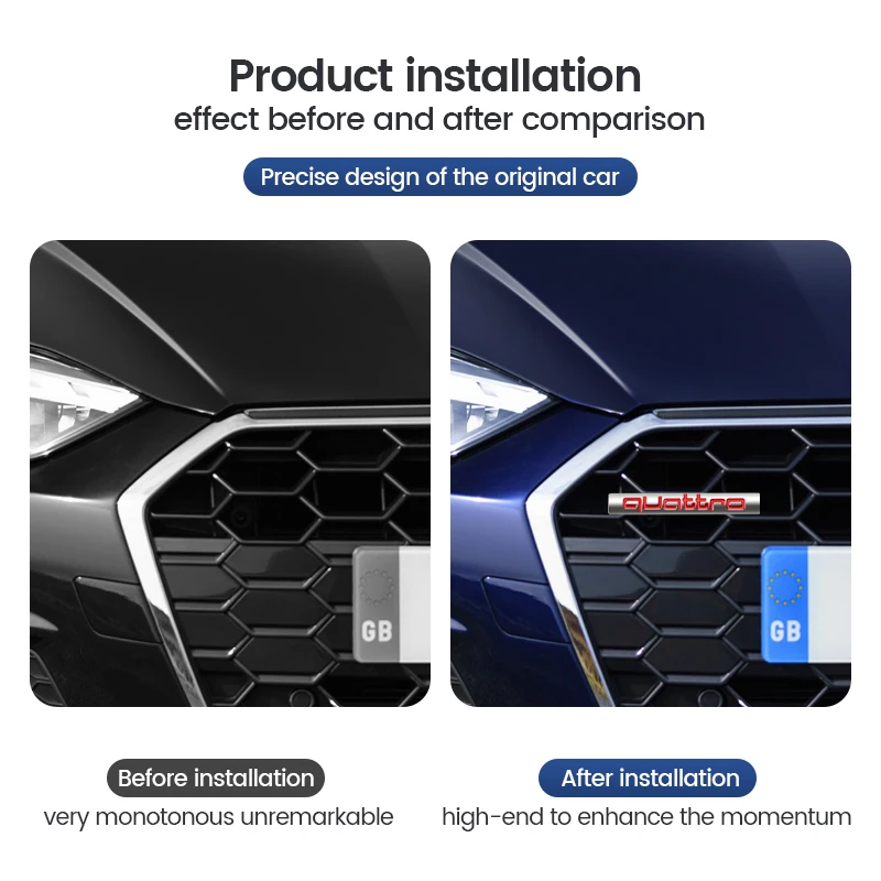 Car Front Grille Badge Body Trunk Decoration Sticker For Audi A3 A4 A6 B8 RS6 Sline A2 B6 C6 S3 S6 A1 Q6 8P Q3 A7 A8 Q5 C5 C7 Q1 view 3