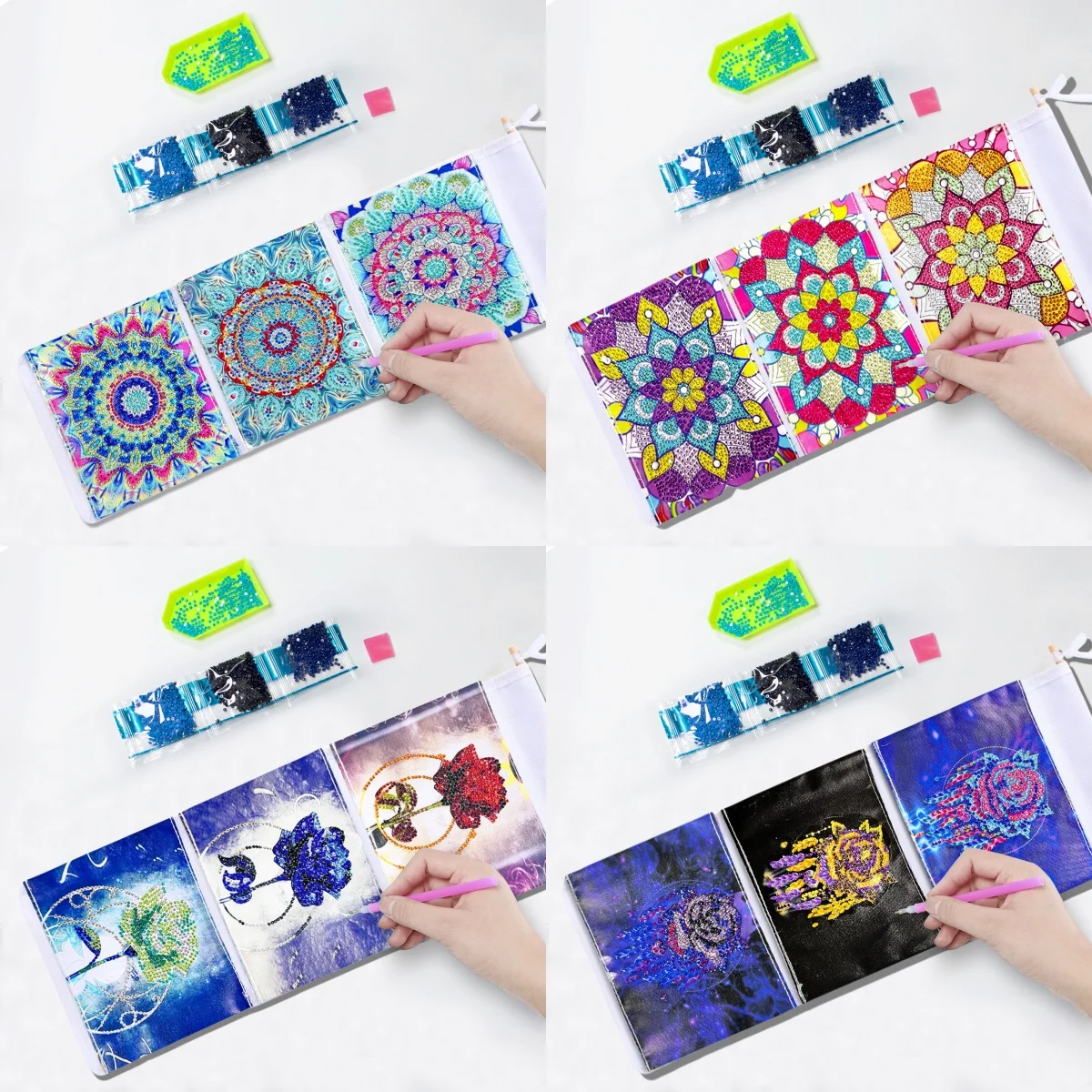 1 set di borse portaoggetti fai da te Mandala Diamond Art, borse appese per pittura con diamanti impermeabili, kit di pittura con diamanti murali