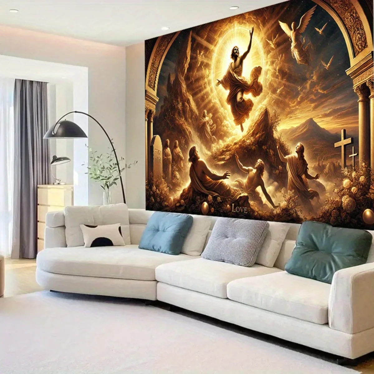 Dramatic Jesus Ascension Biblical Tapestry Wall Hanging Religious Christ Resurrection Art Divine Heavenly Gospel Decor 180x280cm