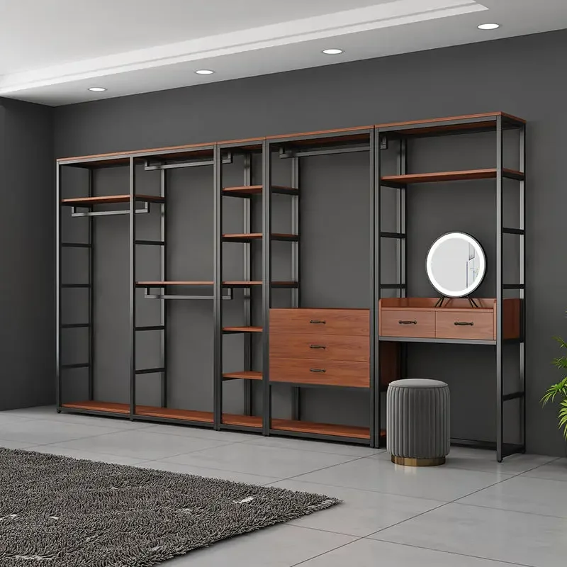 

Cloakroom Hanger Metal Coat Rack Shelf Wrought Iron Wardrobe Bedroom Floor Walk-in