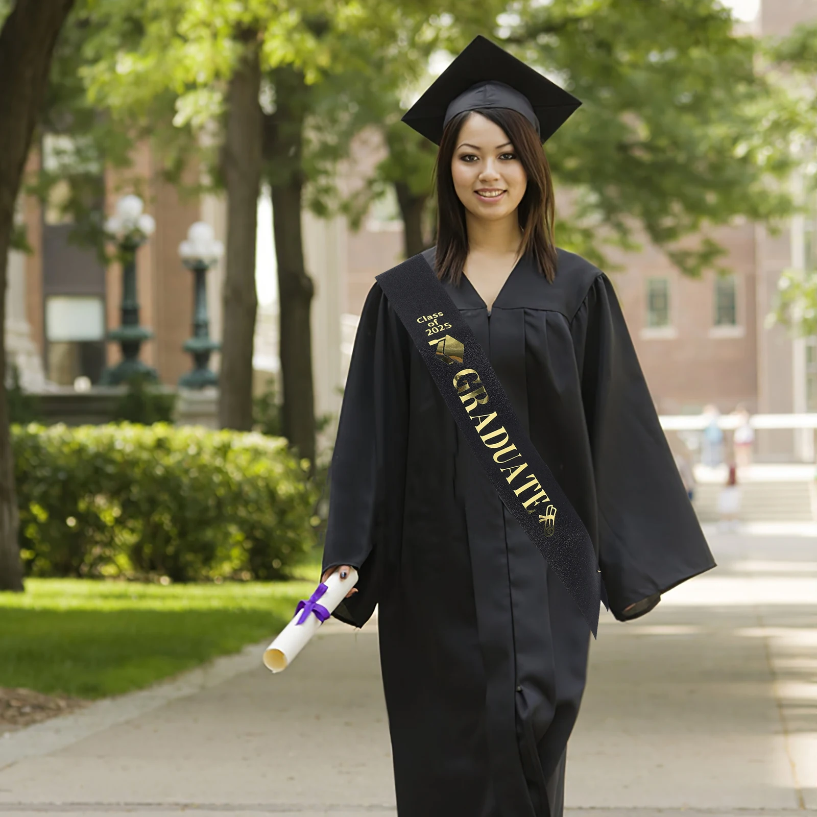 

Elegant Design Graduation Sash Satin White Gold Party Accessory Graduation Celebrations Students Gift Packaging