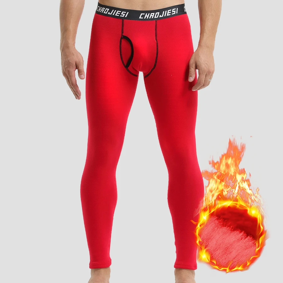 Winter long Johns men's underwear thickened fleece pants single youth tight-fitting thermal pants line pants leggings cotton