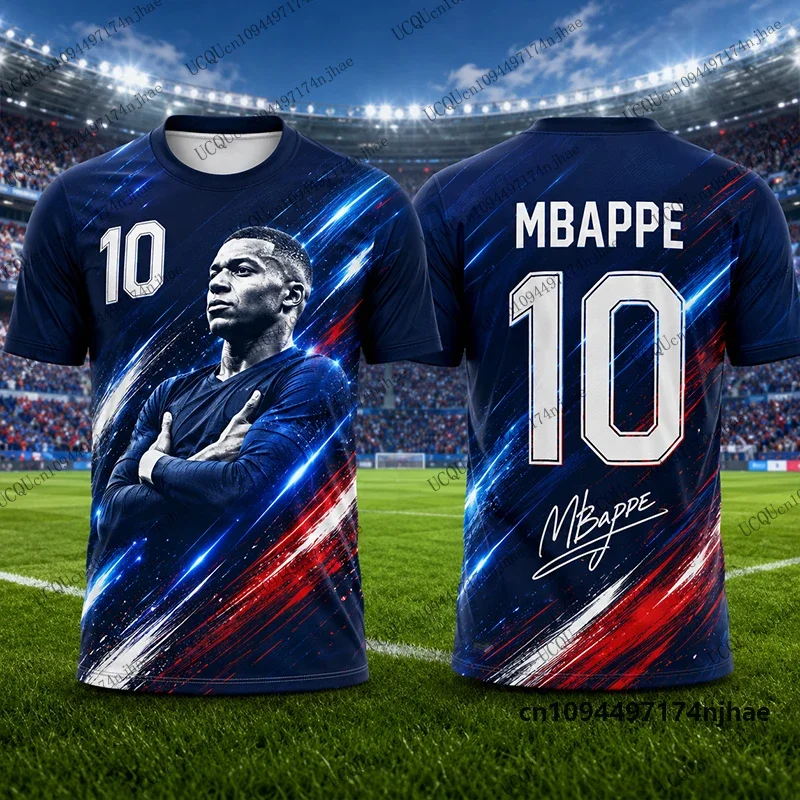 Unisex New 2026 Mbappe Special Football Jersey Number 10-Printed Summer Quick-Dry Breathable Sports T-shirt for Adults Kids