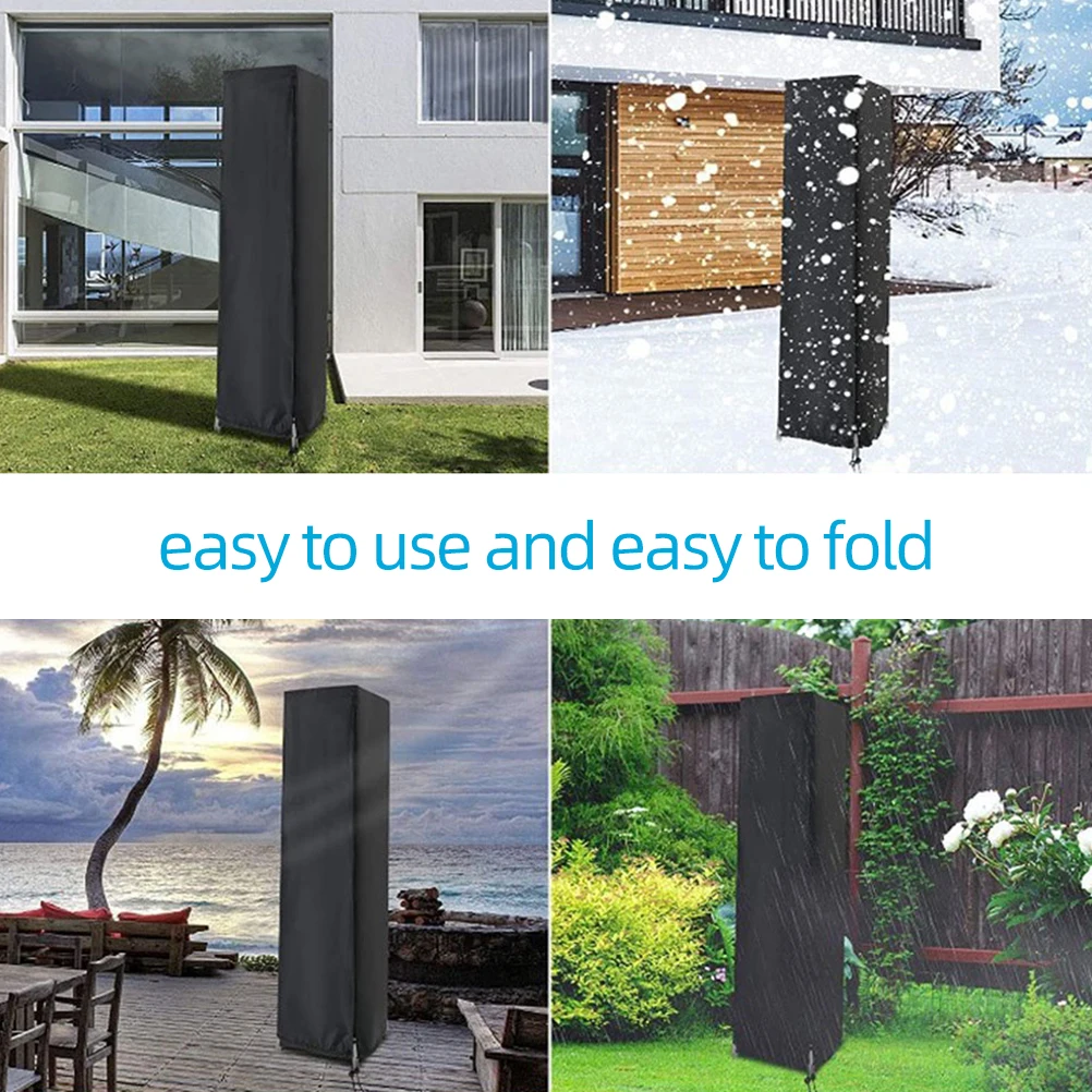 

1Pcs Heater Cover Waterproof Oxford Fabric Rain Snow Sun Protection for Outdoor Garden Courtyard Use Black Surface Silver Inner