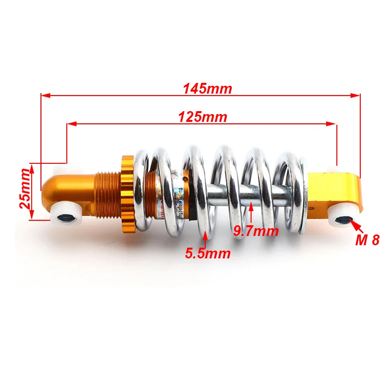 125mm Rear Support Shock Absorber Rear Spring Shock Absorber Center Distance For Electric Bicycle Scooter E-Bike Accessories view 2