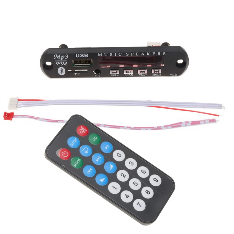 5V-12V Bluetooth MP3 Decoder Board FM Radio TF USB 3.5mm AUX Audio Receiver Car MP3 Player Module