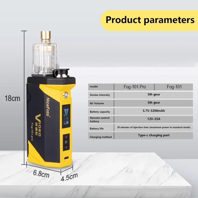 NiceFoto Fog-101 Portable Hand-Held Fog Machine Dry ice Smoke Effect Powerful Photography Smoke Machine for Film Productions