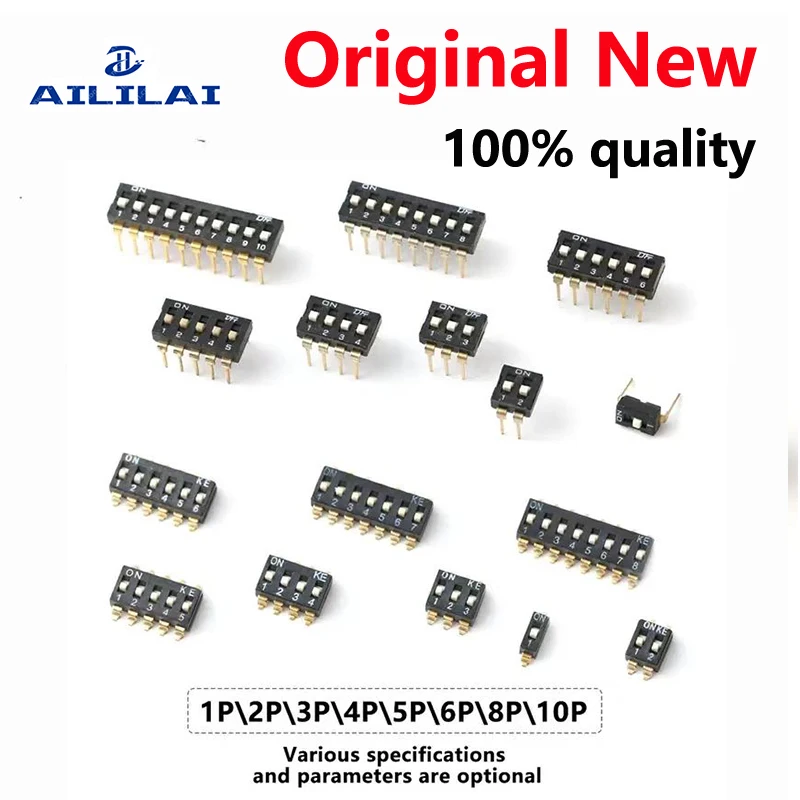 10pcs Slide Type Switch Module 1 2 3 4 5 6 7 8 10 12 PIN 2.54mm DIP/Patch Pitch Toggle Switch  Snap Switch Dial Switch IGMOPNRQ