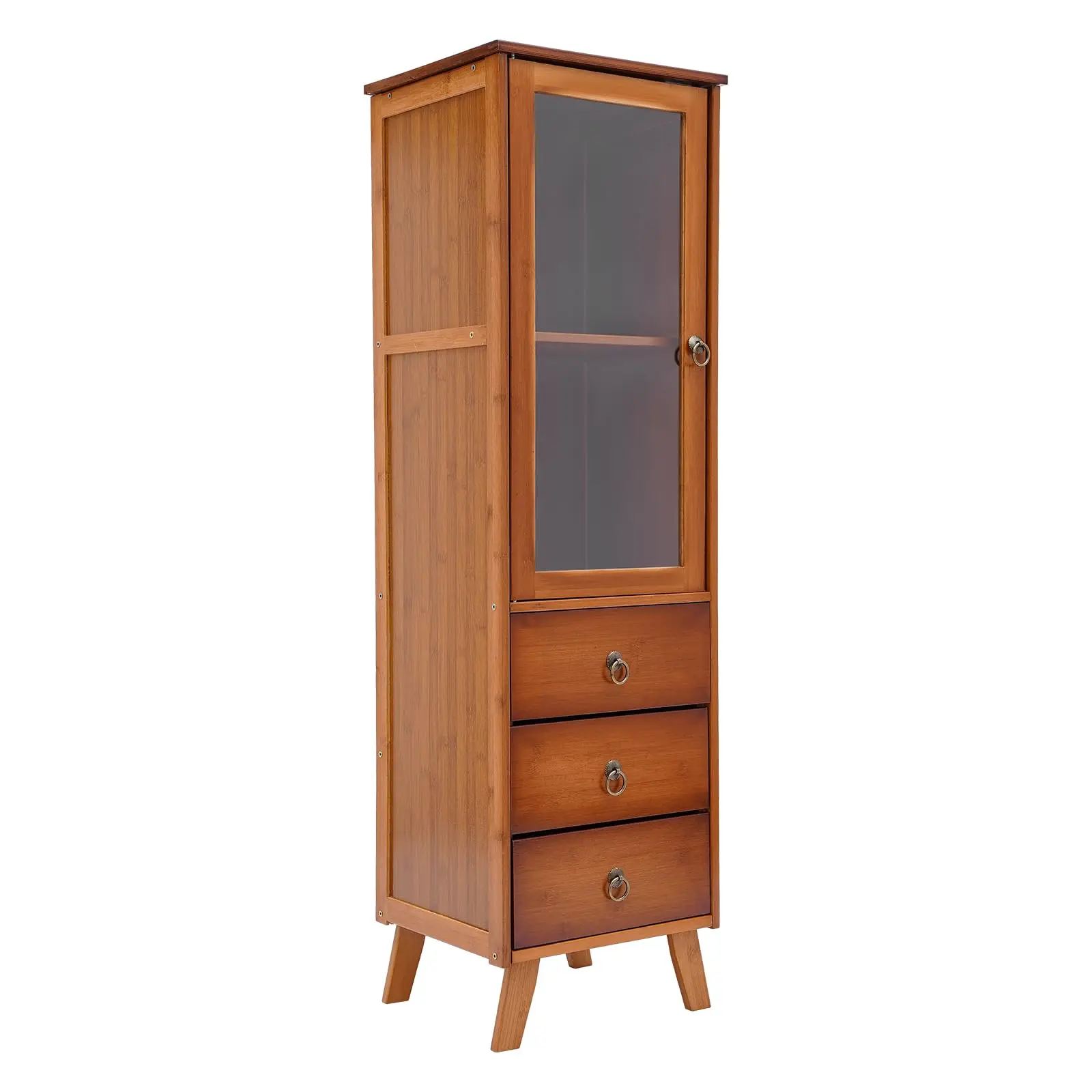 

Elegant Cabinet with Door and 3 Drawers, 11.4"D X 12.6"W X 43.3"H Laracity Storage Cupboard, Freestanding Kitchen Storage