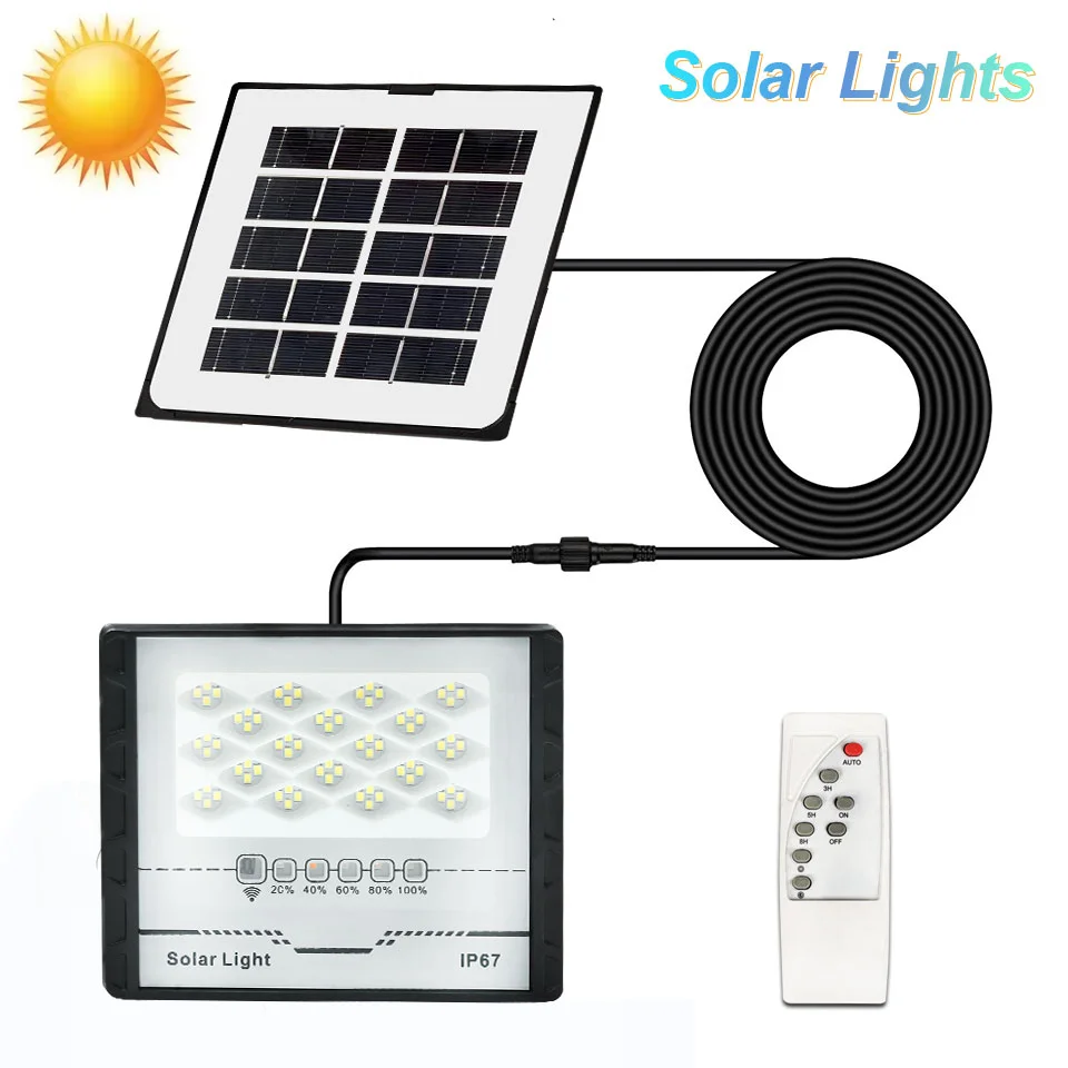 

LED Solar Floodlight IP67 Solar Wall Light Outdoor With Remote Control Height Lighting Energy Saving Waterproof Courtyard Street