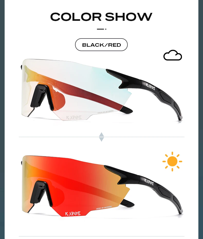 KAROS Photochrome Fahrradbrille MTB Rennrad Brillen Männer Frauen Outdoor-Sport Sonnenbrille Verstellbare Linse für Fahrrad K01 – Detail 13