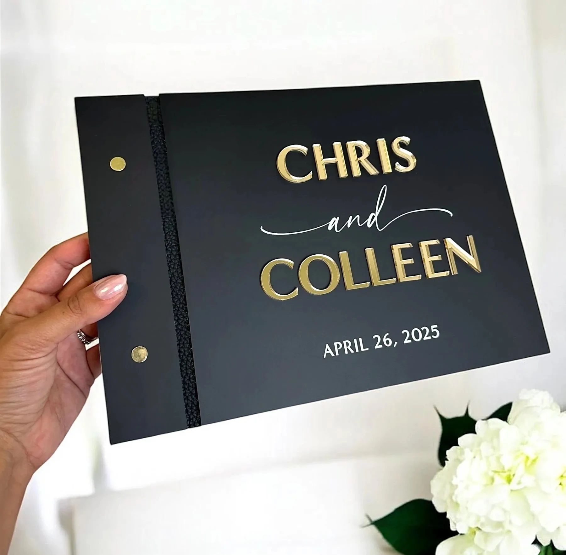 

Черная акриловая гостевая книга и ручка Свадебная гостевая книга Персонализированная вечеринка Гостевая книга Современный свадебный декор Гостевая книга Роскошный 3D акрил