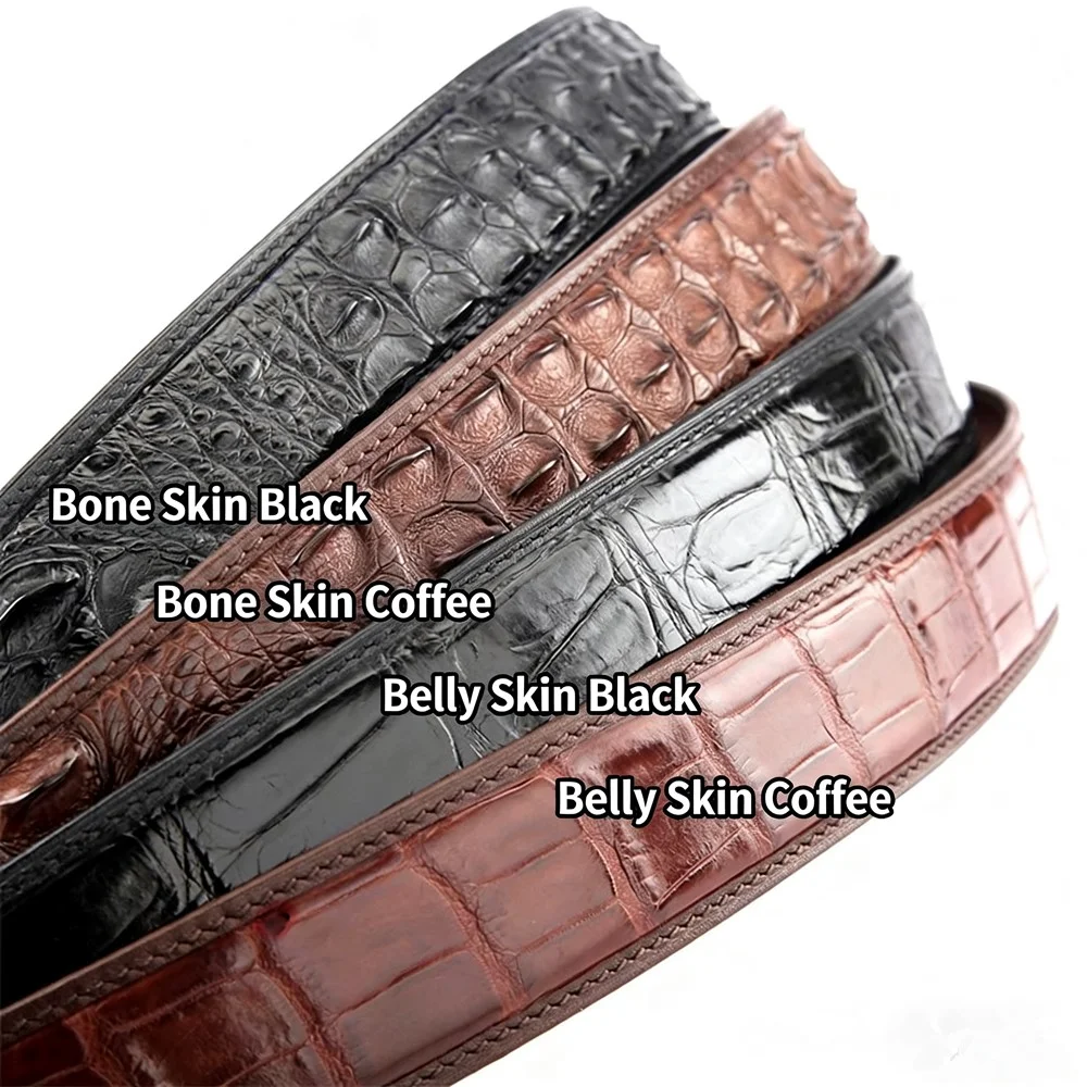

Authentic crocodile leather men's belt exotic style real crocodile leather men's black belt 3.8 no buckle