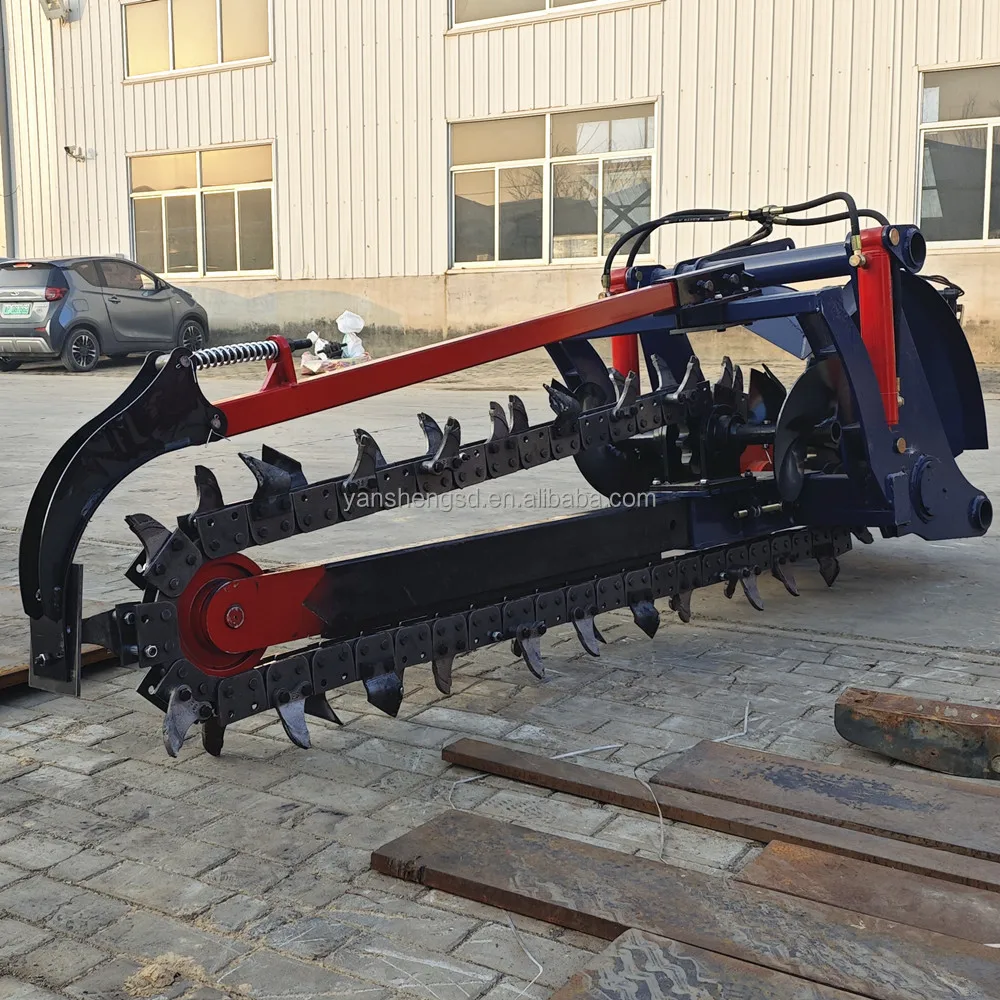 High Efficiency 80HP Tractor PTO Driven Gearbox Digging Trencher Machine with 3-point Mounting for Road and Ditch Trenching