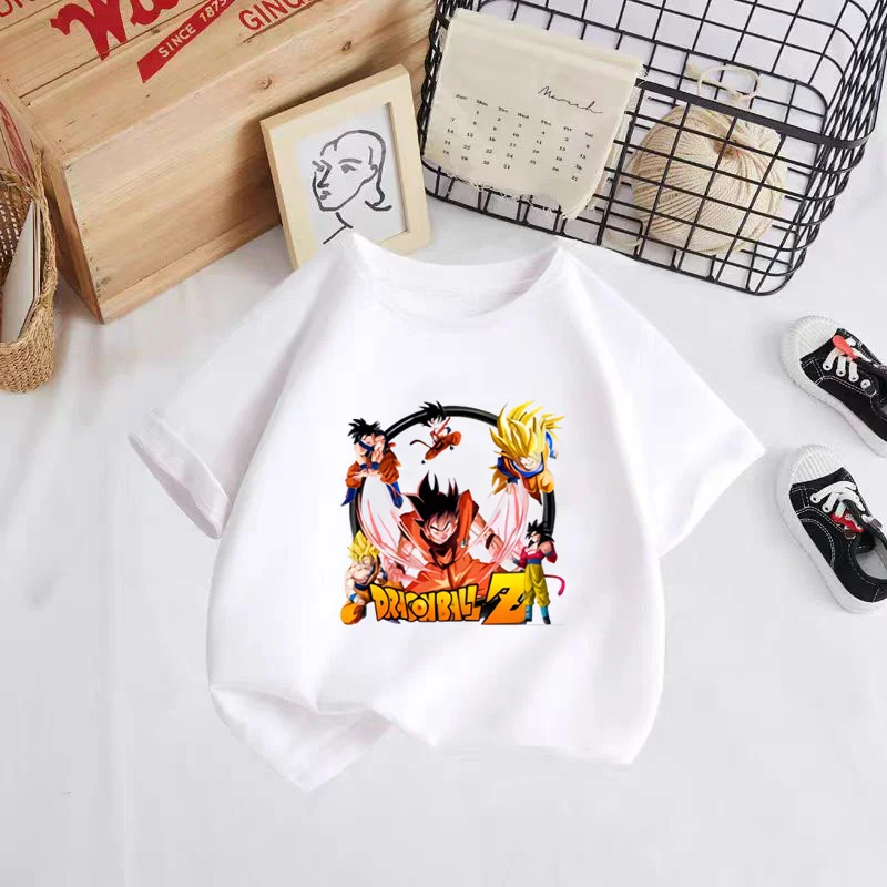 

Summer Dragonball Girl Clothes Goku Couple -shir T Shirt 2024 2 to 12 Year Children Top Children's Clothing Boys Mother Kids